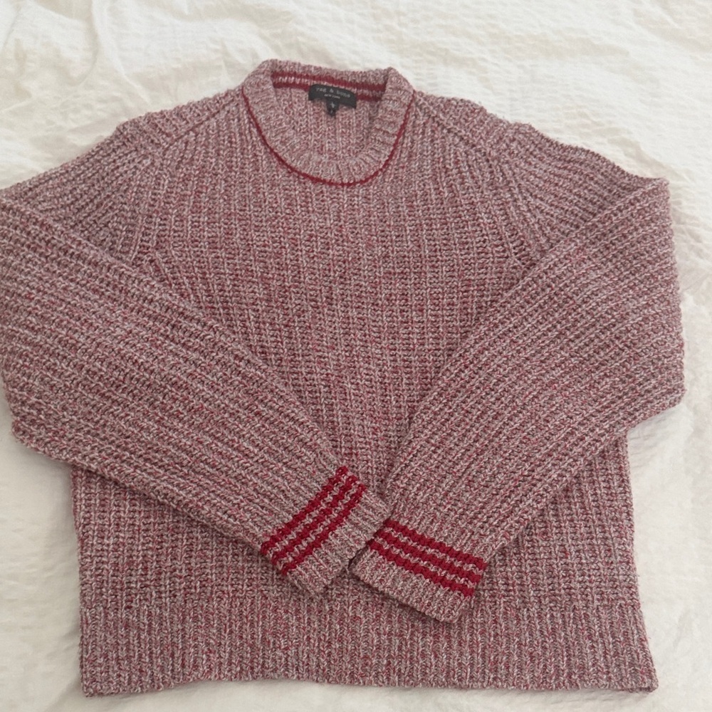 rag & bone Marled Red Crewneck Sweater